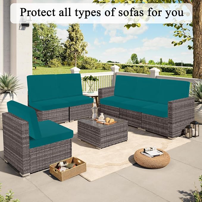 HEBE Outdoor Cushion Covers 12 Pcs, Stretch Patio Sofa Couch Cushion Cover |