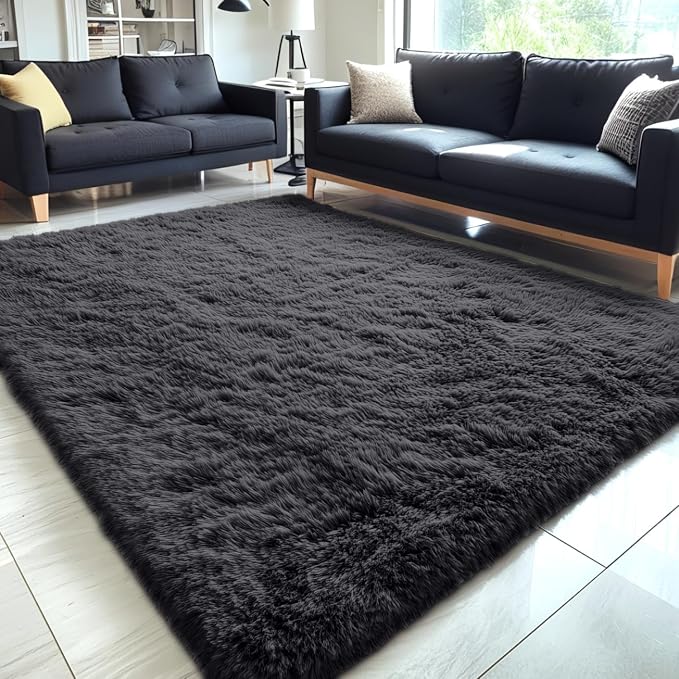 OLANLY 5x5 Area Rugs for Living Room Bedroom, Machine Washable Soft Fluffy