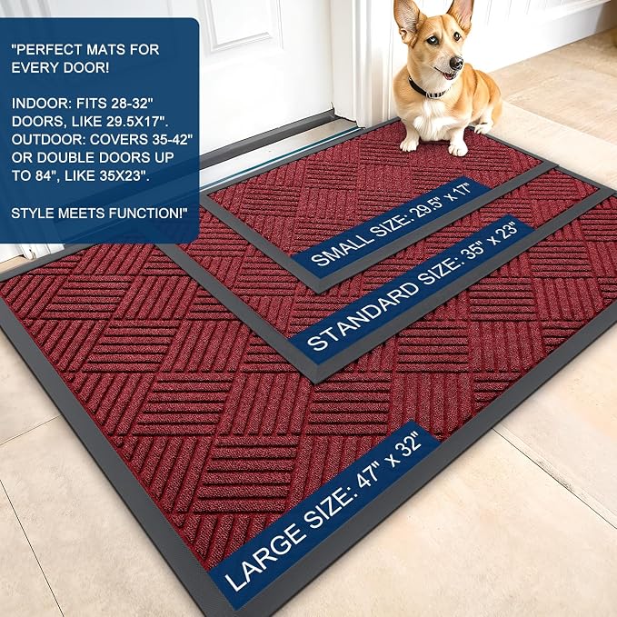 OLANLY Front Door Mat Outside Entrance 47x32, Waterproof Heavy-Duty Doormat |