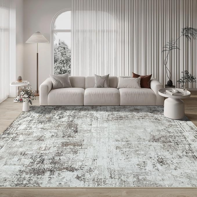 Aelenmu 10x14 Area Rugs for Living Room Dining Room Washable Brown Grey | Soft
