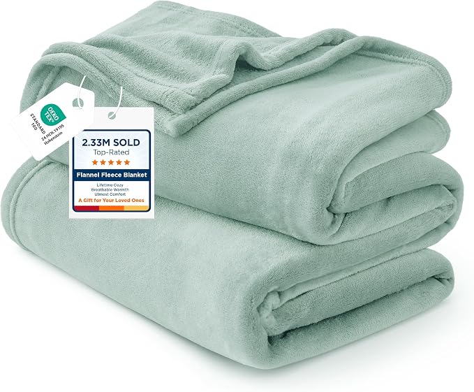 Bedsure GentleSoft Sage Green Fleece Blanket King Size