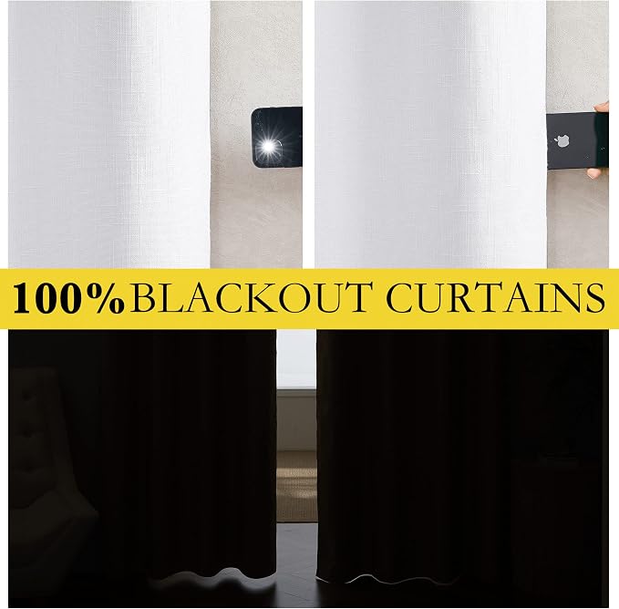 NICETOWN 100% Absolutely Blackout Linen Curtains