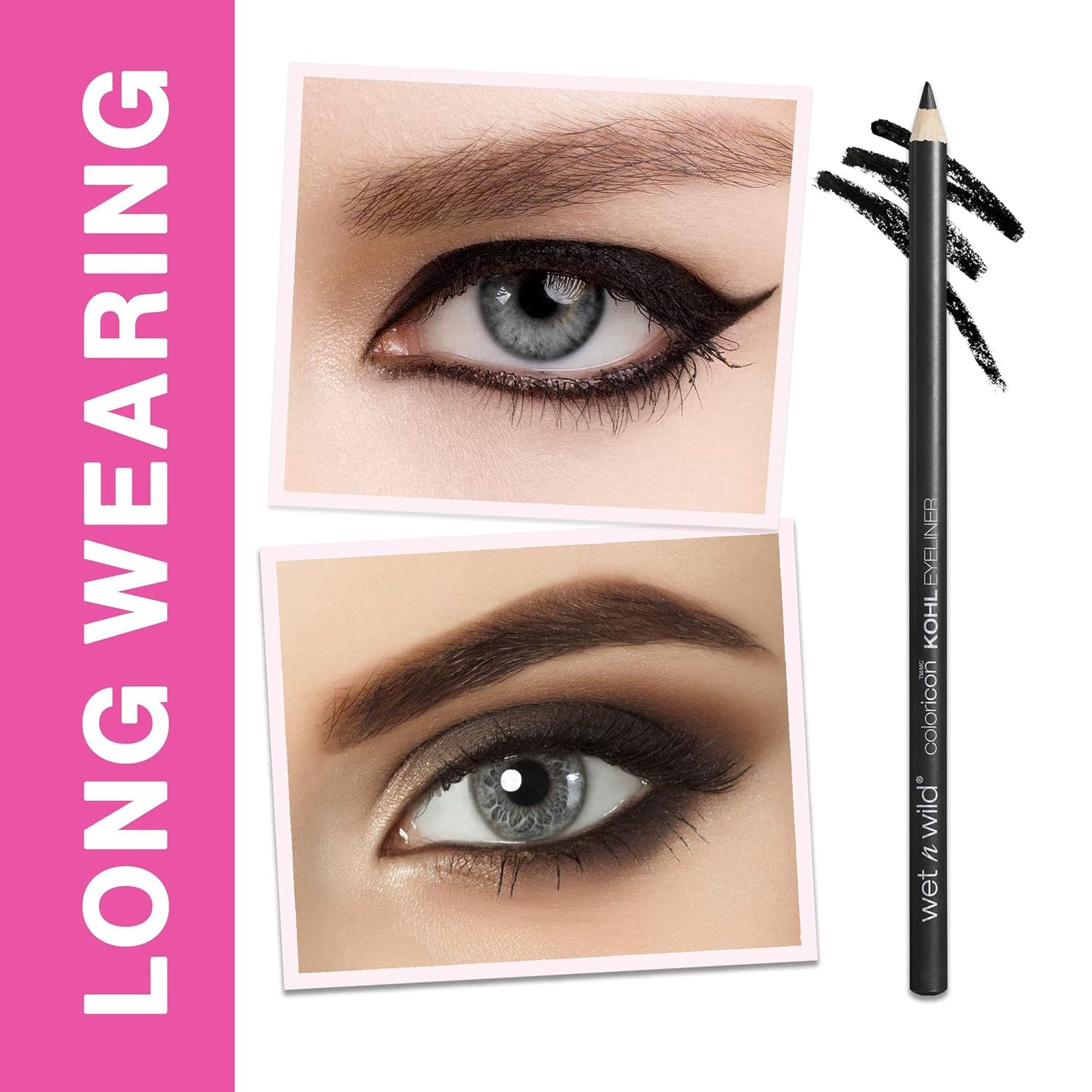 wet n wild Color Icon Kohl Eyeliner Pencil - Rich Hyper-Pigmented Color, Smooth Creamy Application, Long-Wearing Matte Finish Versatility, Cruelty-Free - Baby's Got Black