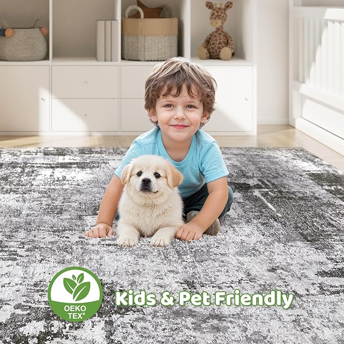 LOONGRUG 10x14 Area Rugs Washable Large Neutral Modern Living Room Rug |