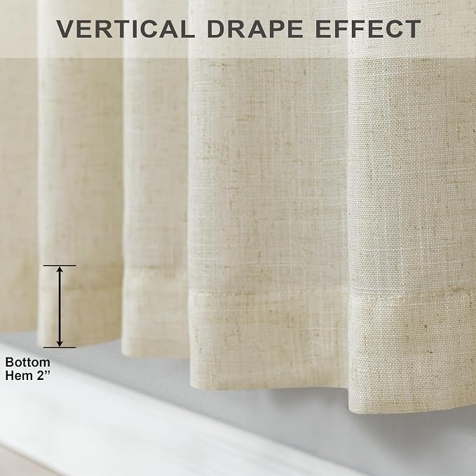 Birch Beige Linen Curtains 80 Inch Length