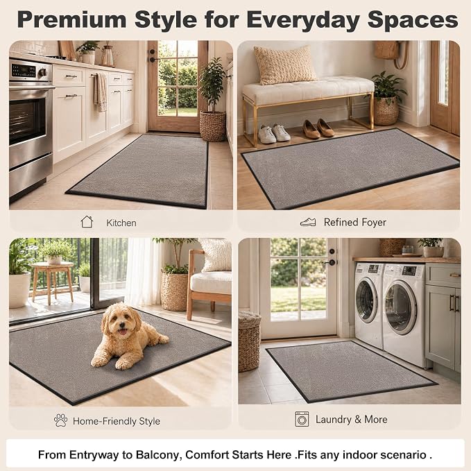 Super Absorbent Front Door Mat, Non-Slip Washable Indoor Doormats, Low Profile
