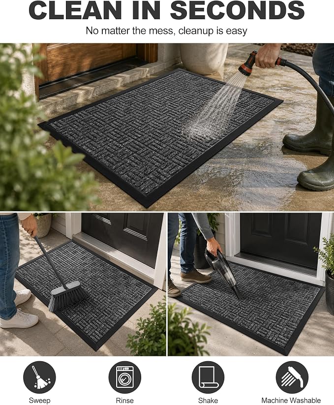 Front Door Mat Outdoor Entrance, 29.5" x 17" Heavy Duty Welcome Mat