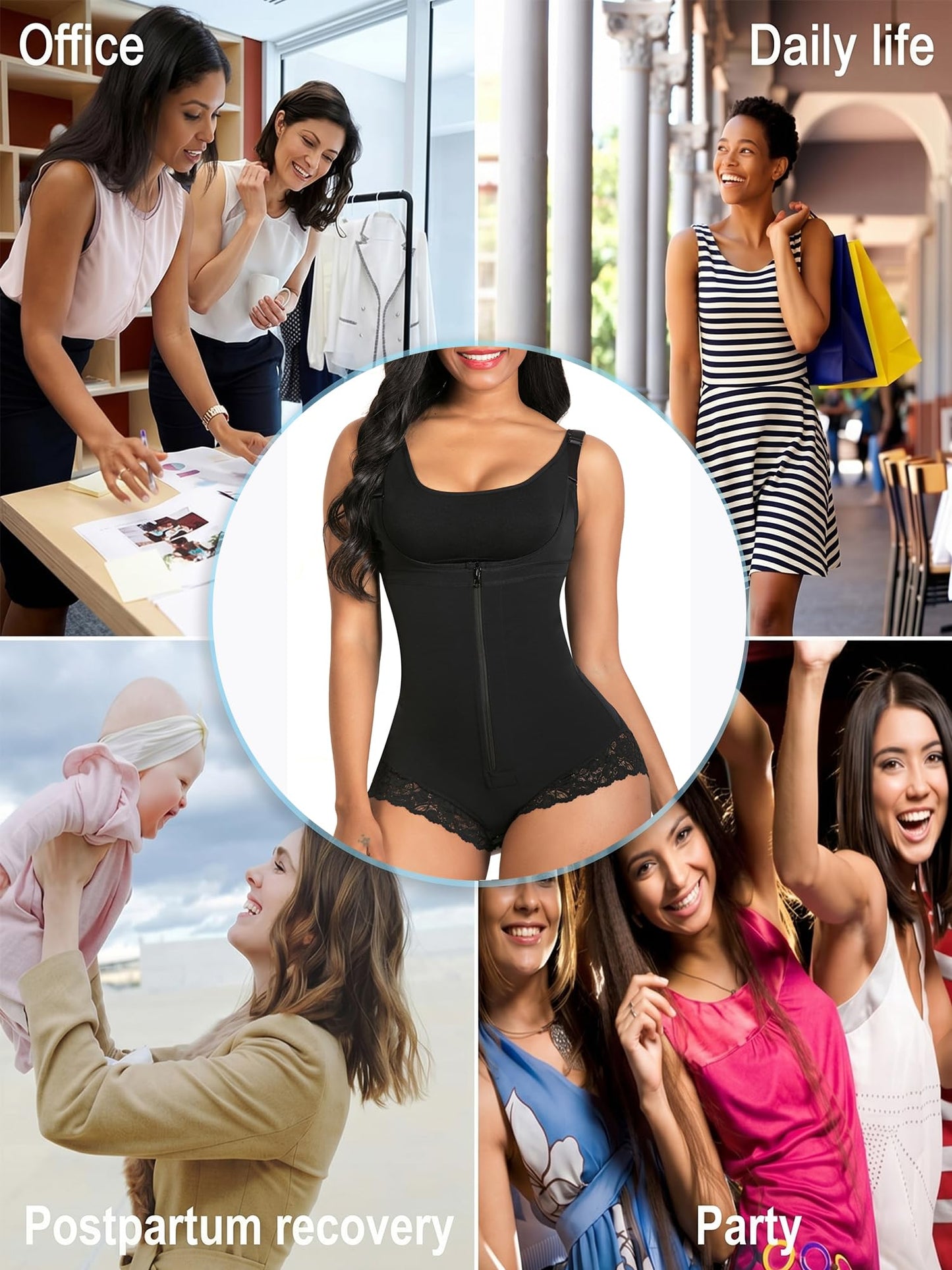 SHAPERX Women's Fajas Colombianas Shapewear Postpartum Tummy Control Body Shaper Girdles Compression Garment
