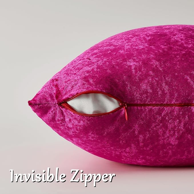 GIGIZAZA Crushed Hot Pink Velvet Throw Pillow Covers 20x20 Pack of 2 |