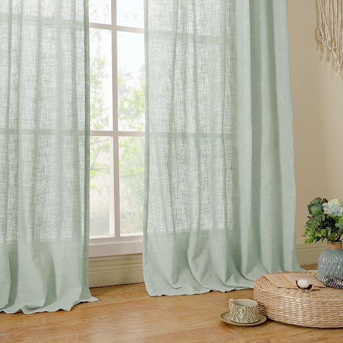 63 Inch Semi Sheer Linen Curtains