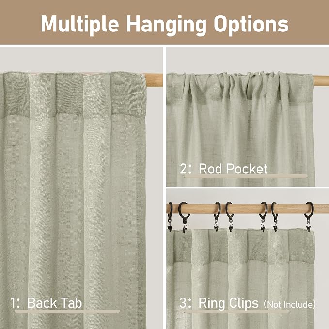 Linen Curtains 63 Inch Length 2 Panels