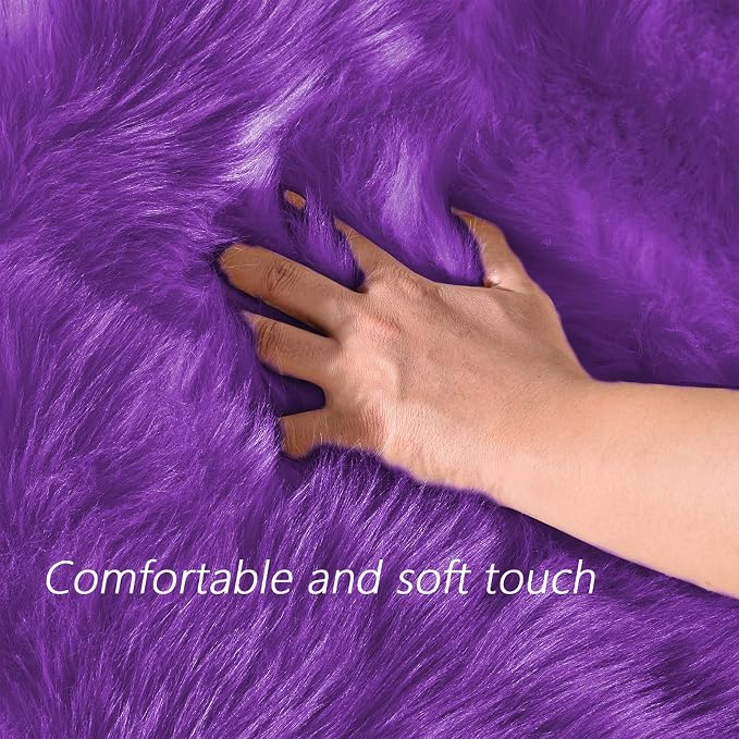 Latepis Small Area Rugs 3x4 Purple Faux Fur Rug Fluffy Carpet Shag Rug