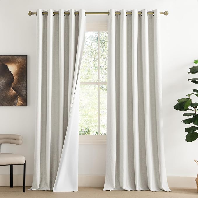 NICETOWN 100% Absolutely Blackout Linen Curtains