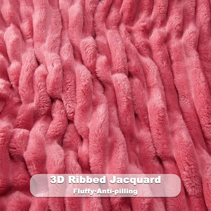 NEWCOSPLAY Fleece Ribbed Cozy Throw Blanket