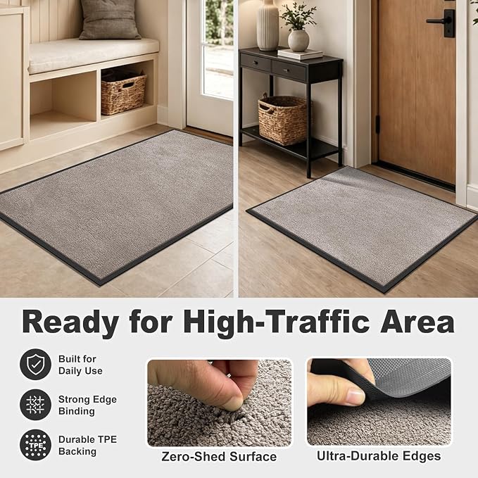 Super Absorbent Front Door Mat, Non-Slip Washable Indoor Doormats, Low Profile