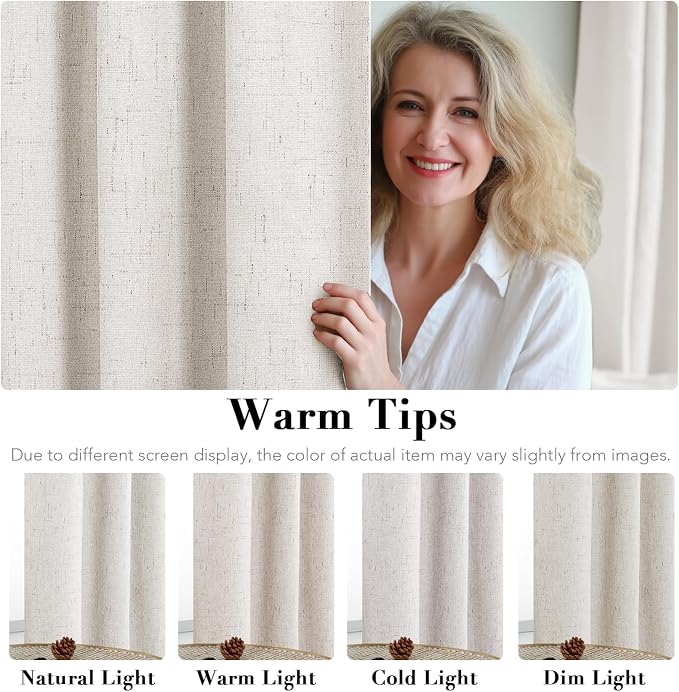 H.VERSAILTEX 100% Blackout Curtains Linen Textured Blackout Curtains