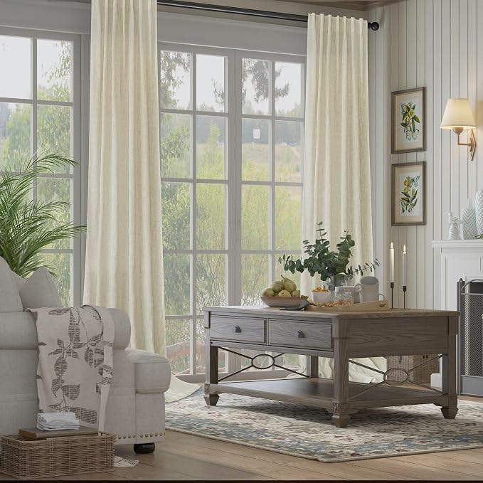 Birch Beige Linen Curtains 80 Inch Length