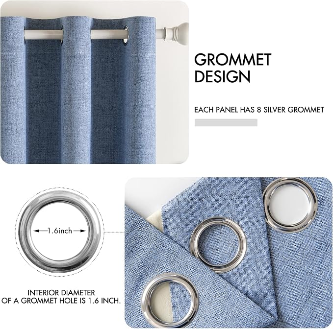 MIULEE 100% Blackout Linen Curtains