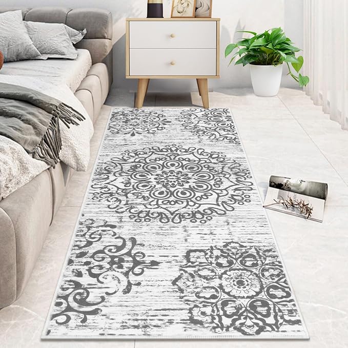 HEBE Hallway Runner Rug 2'x5', Washable Non Slip Kitchen Rug Runner | Soft Boho