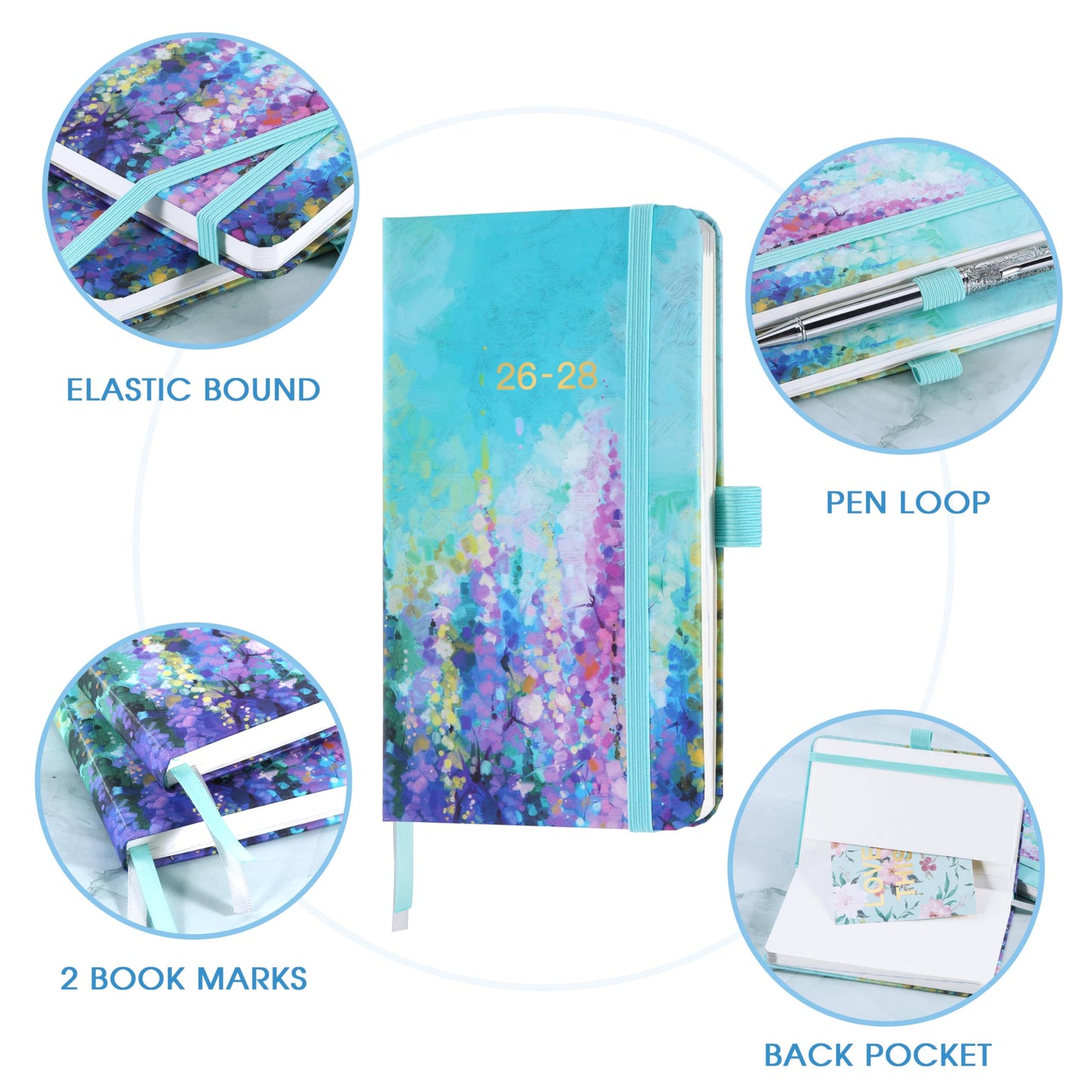 2024-2026 Pocket Planner 3 Year Monthly Calendar 6.3x3.8 Oil Painting