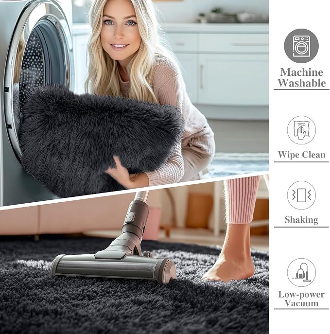 OLANLY 5x5 Area Rugs for Living Room Bedroom, Machine Washable Soft Fluffy