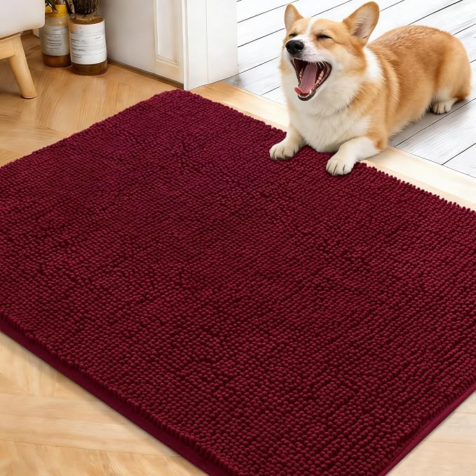 OLANLY Dog Door Mat for Muddy Paws 40x32, Super Absorbent Chenille Mud Mat |