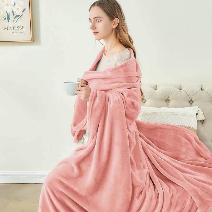 BEDELITE Fleece Blanket Soft Plush Queen Size Bed Blanket Pink 90"x90" | Ultra