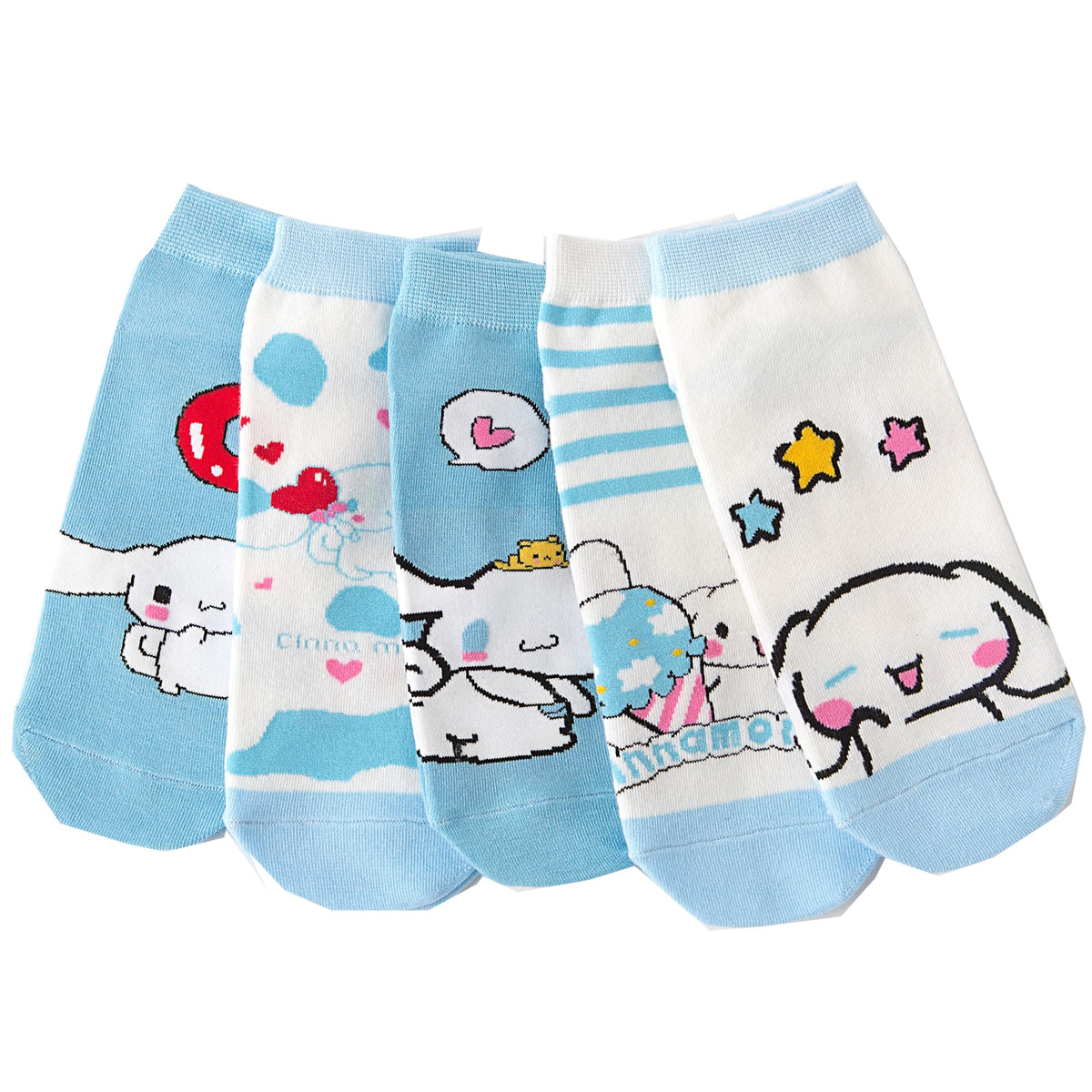 POIQUNT Cinna Anime Socks, 5 Pairs, Cotton