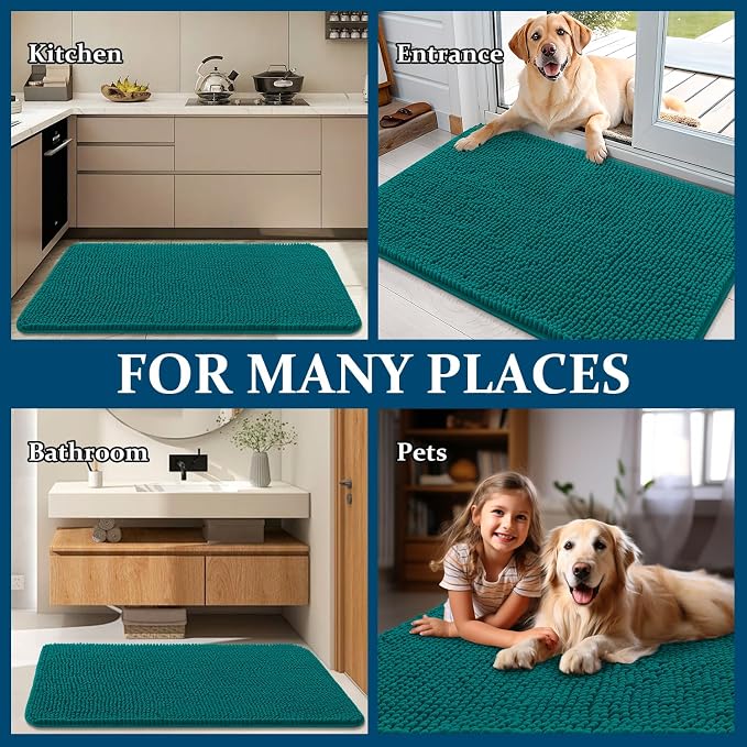 OLANLY Dog Door Mat for Muddy Paws 47x17, Super Absorbent Chenille Mud Mat |