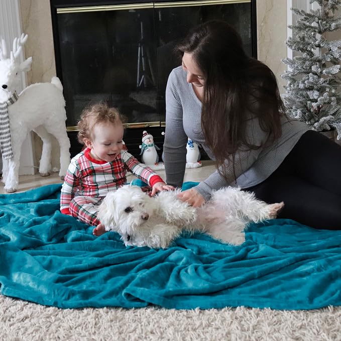 Bedsure Teal Blue Fleece Blanket 50x70 Blanket