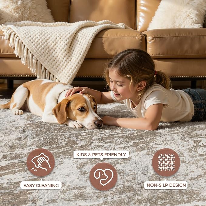 DMOYEST 8ft Round Washable Area Rug