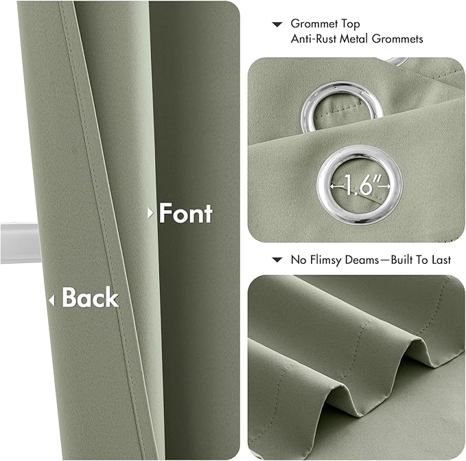 MIULEE Blackout Curtains for Bedroom 2 Panels 34 x 54 Inch Long Sage Green |