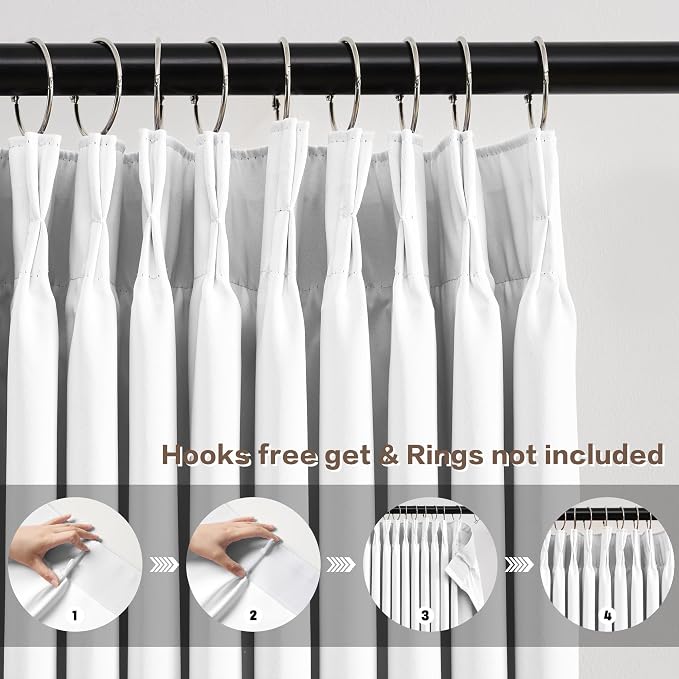 White Linen Pinch Pleat Curtains 92 Inches Long 2 Panels
