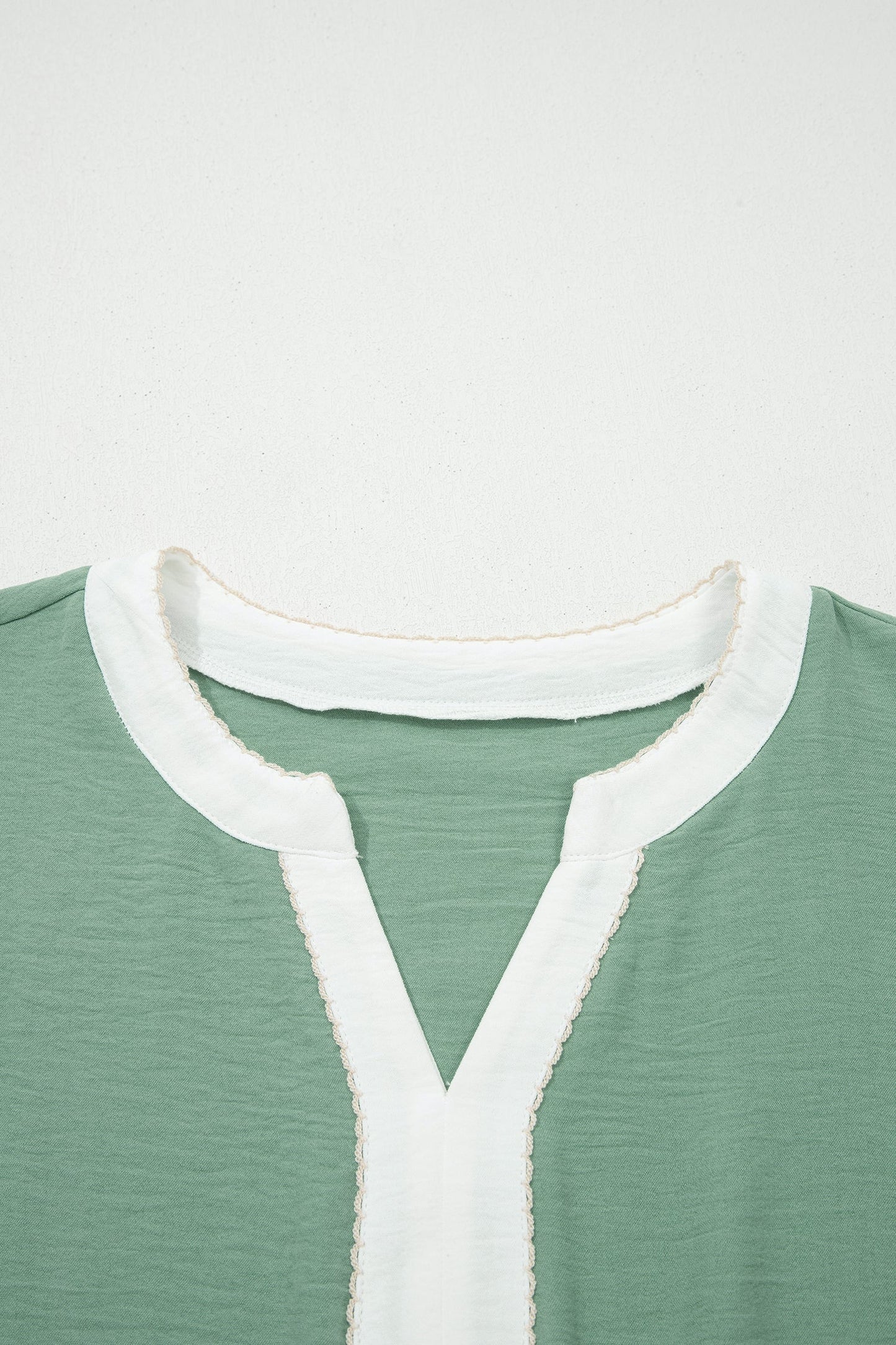 Colorblock Patchwork Embroidered Puff Sleeve Babydoll Blouse