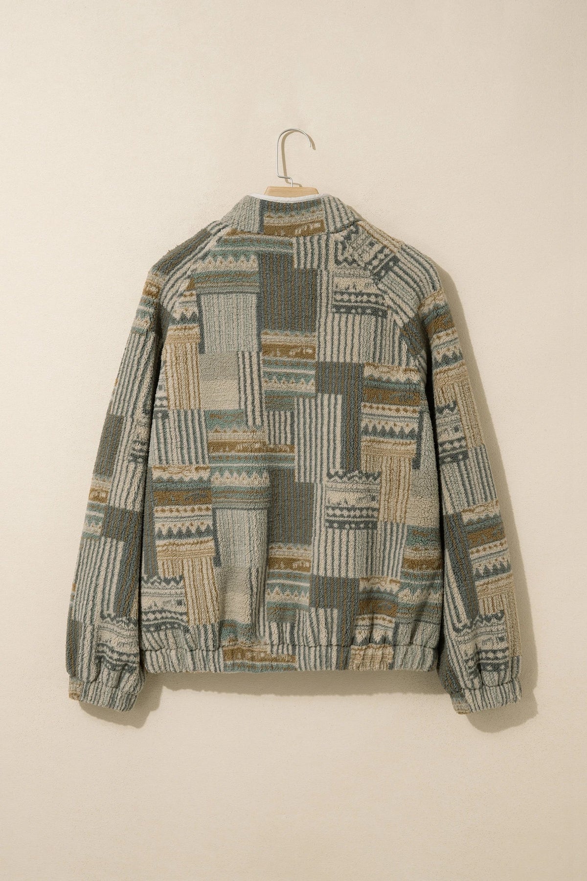 Western Fleece Half Buttoned Collar Pocketed Sweatshirt