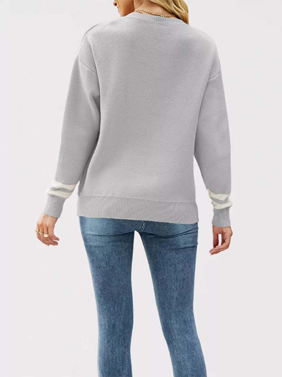 Letter Crew Neck Dropped Shoulder Sweater