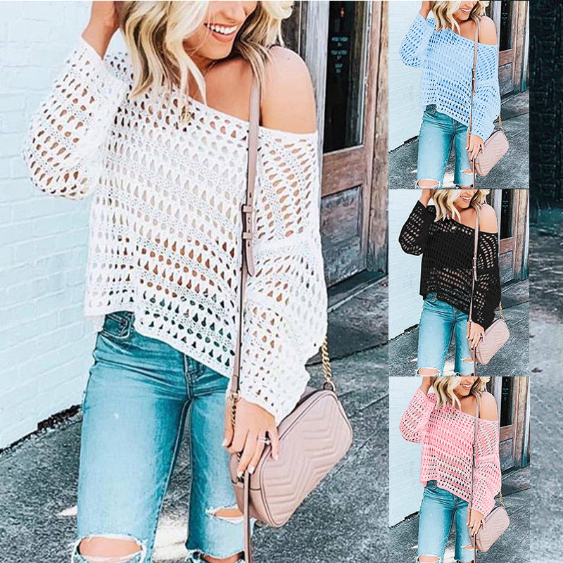 Mesh openwork sweater blouse