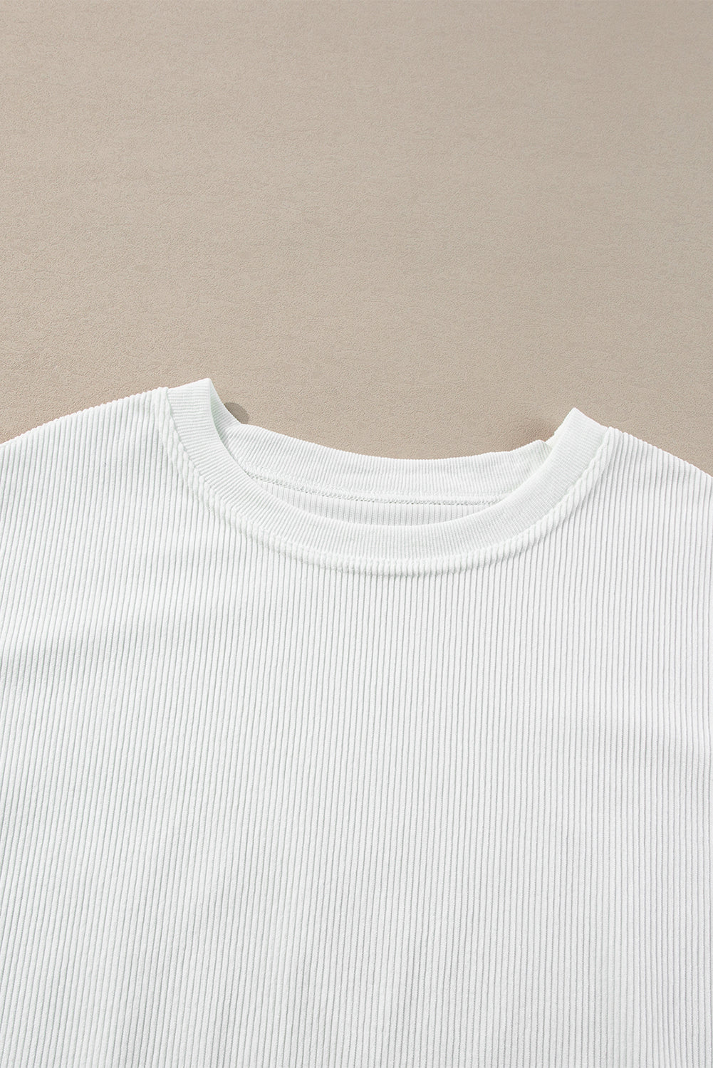Solid Ribbed Corduroy Long Sleeve Oversized Sweatshirt