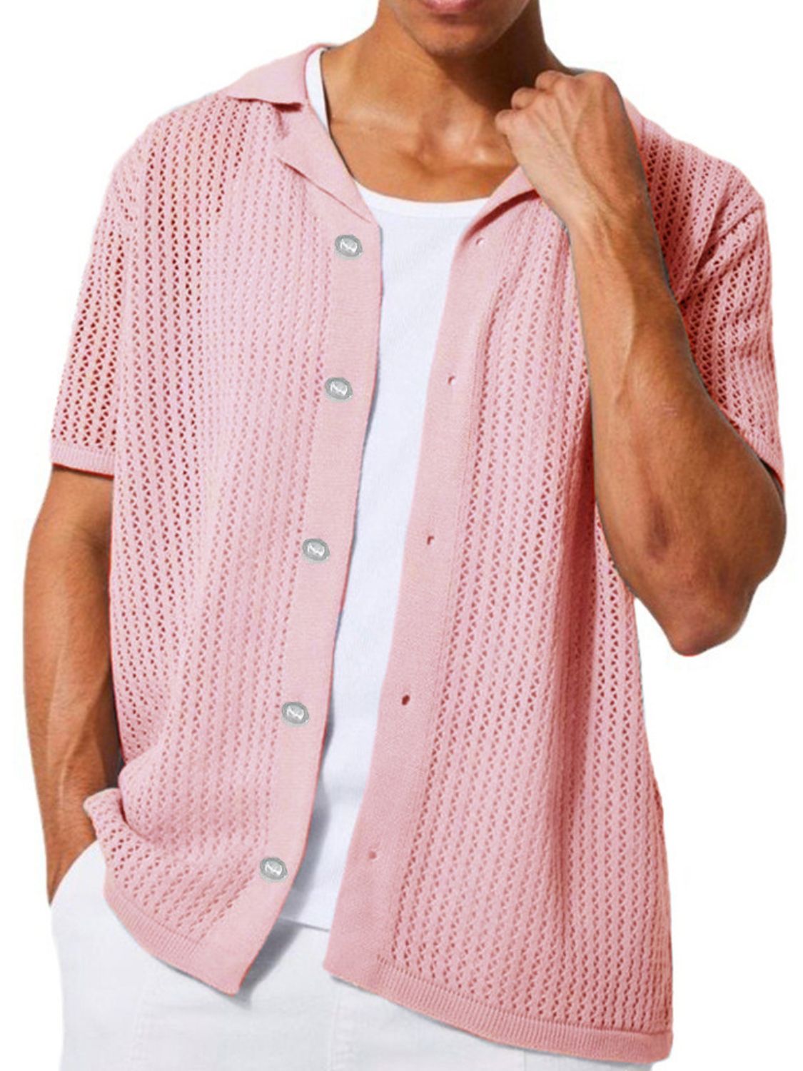 Men's Full Size Button Down Short Sleeve Shirt Plus Size