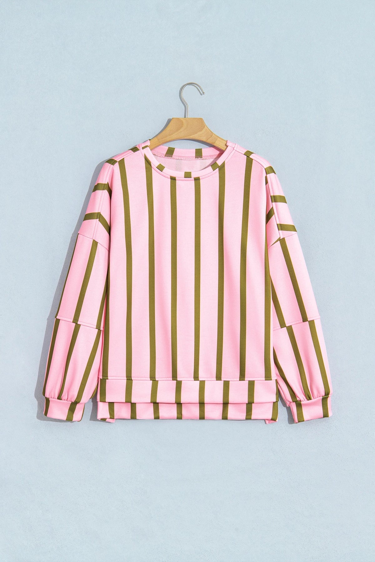 Stripe Drop Shoulder High Low Hem Sweatshirt