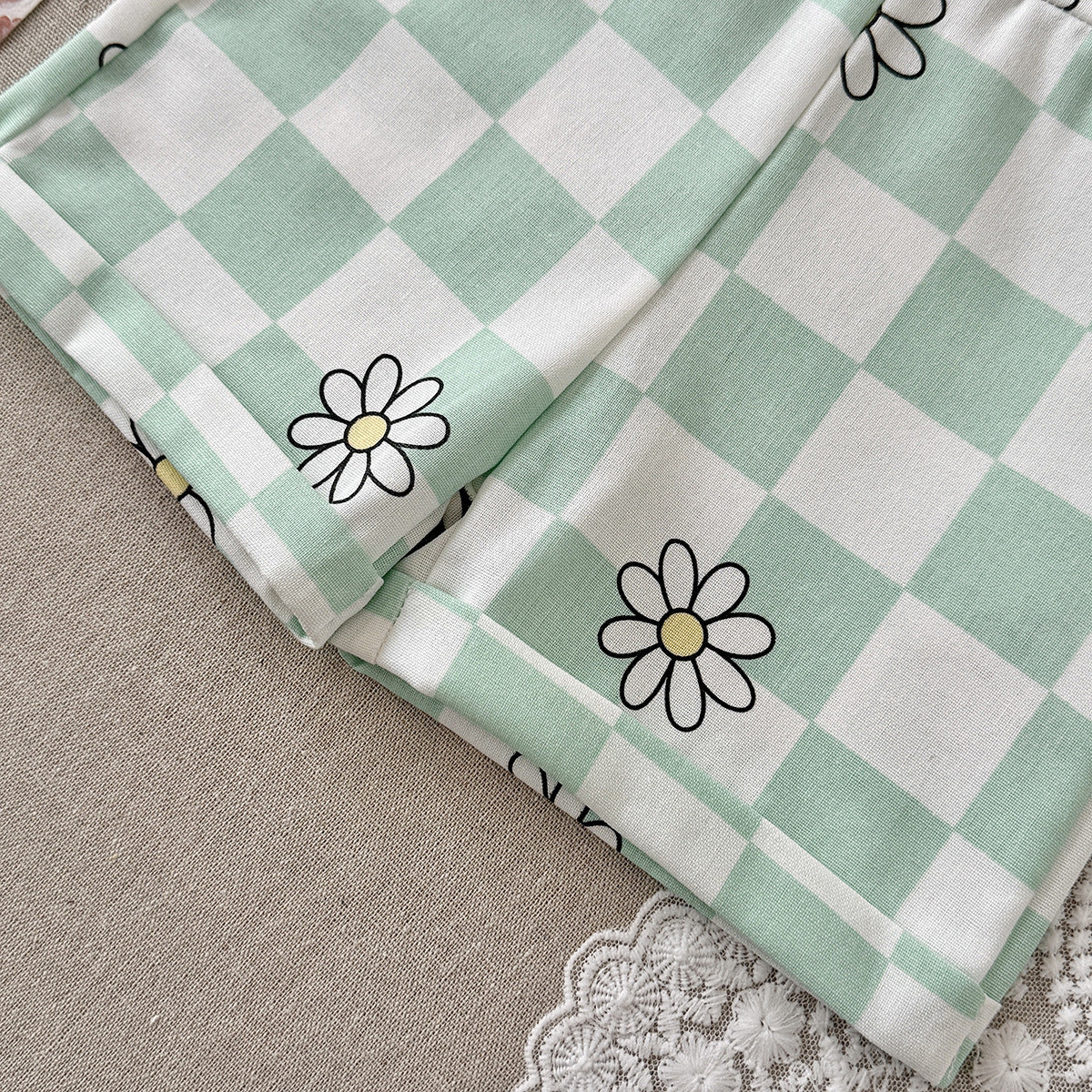 Childrens New Summer Checkered Suspender Pants For Babies