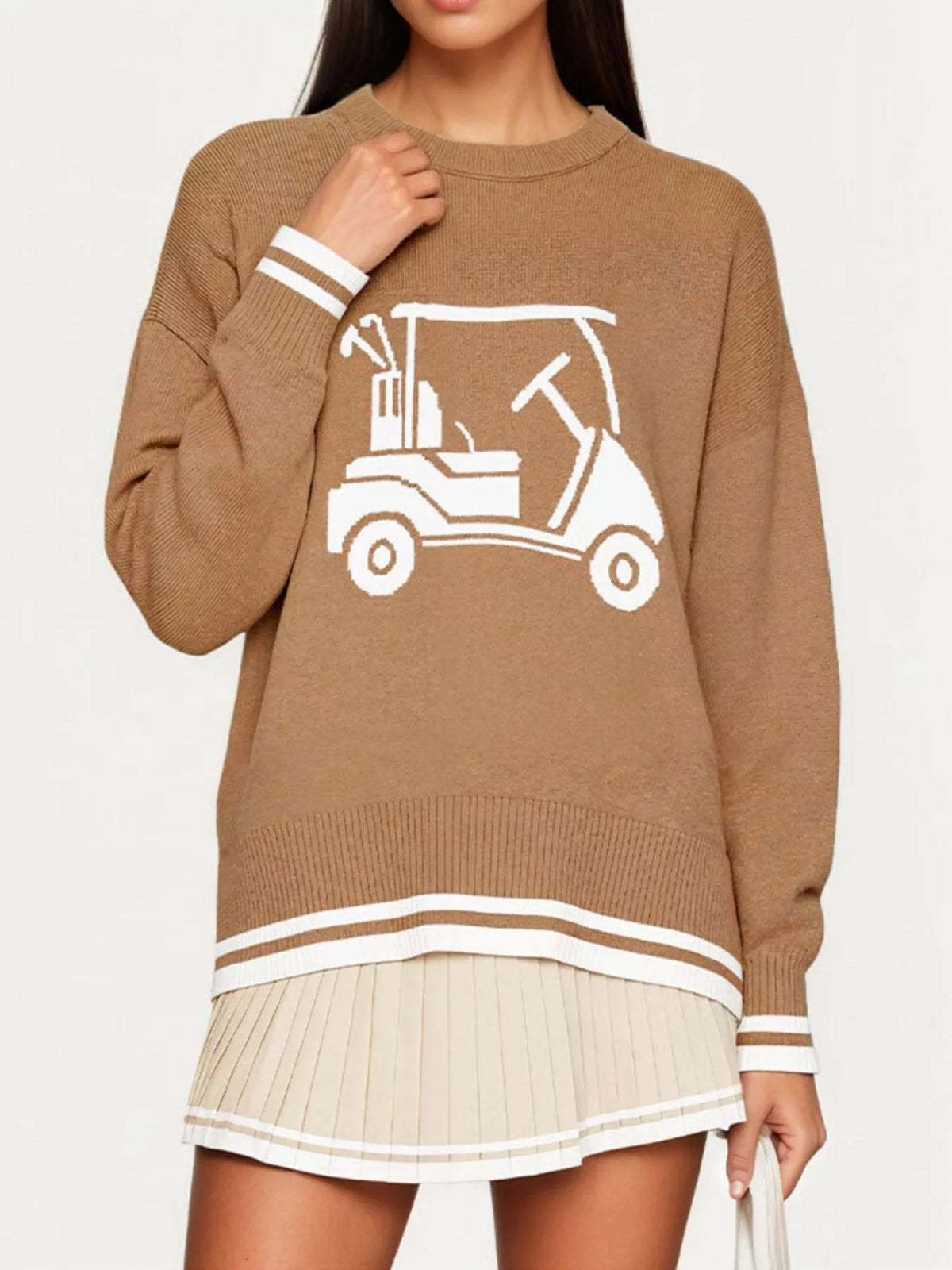Golf Cart Graphic Dropped Shoulder Sweater