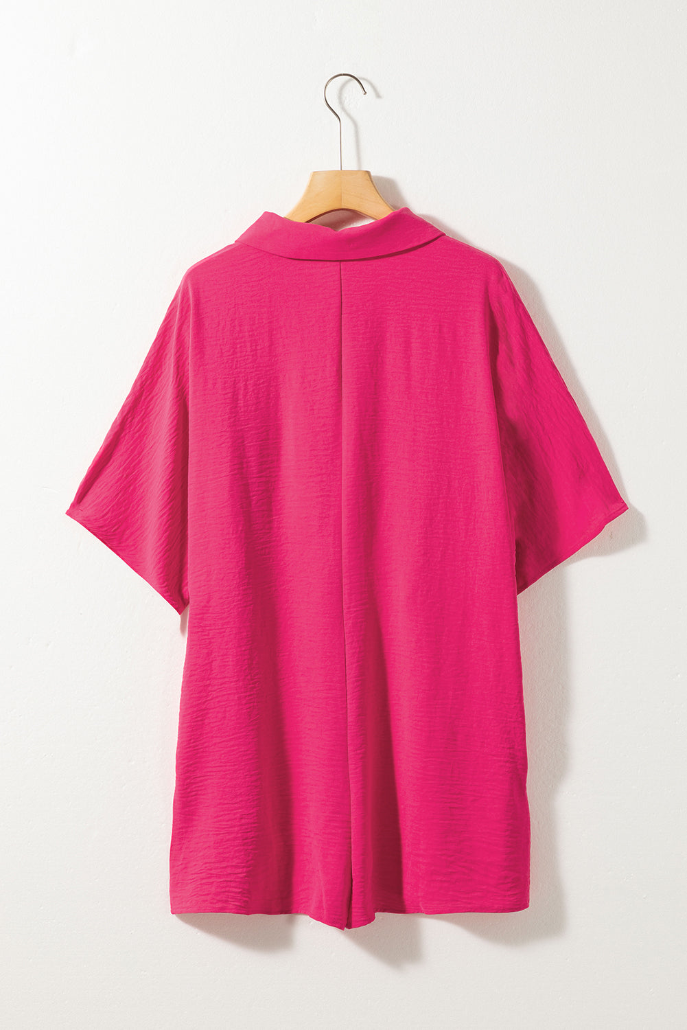 Solid Half Buttoned Collar Loose Romper