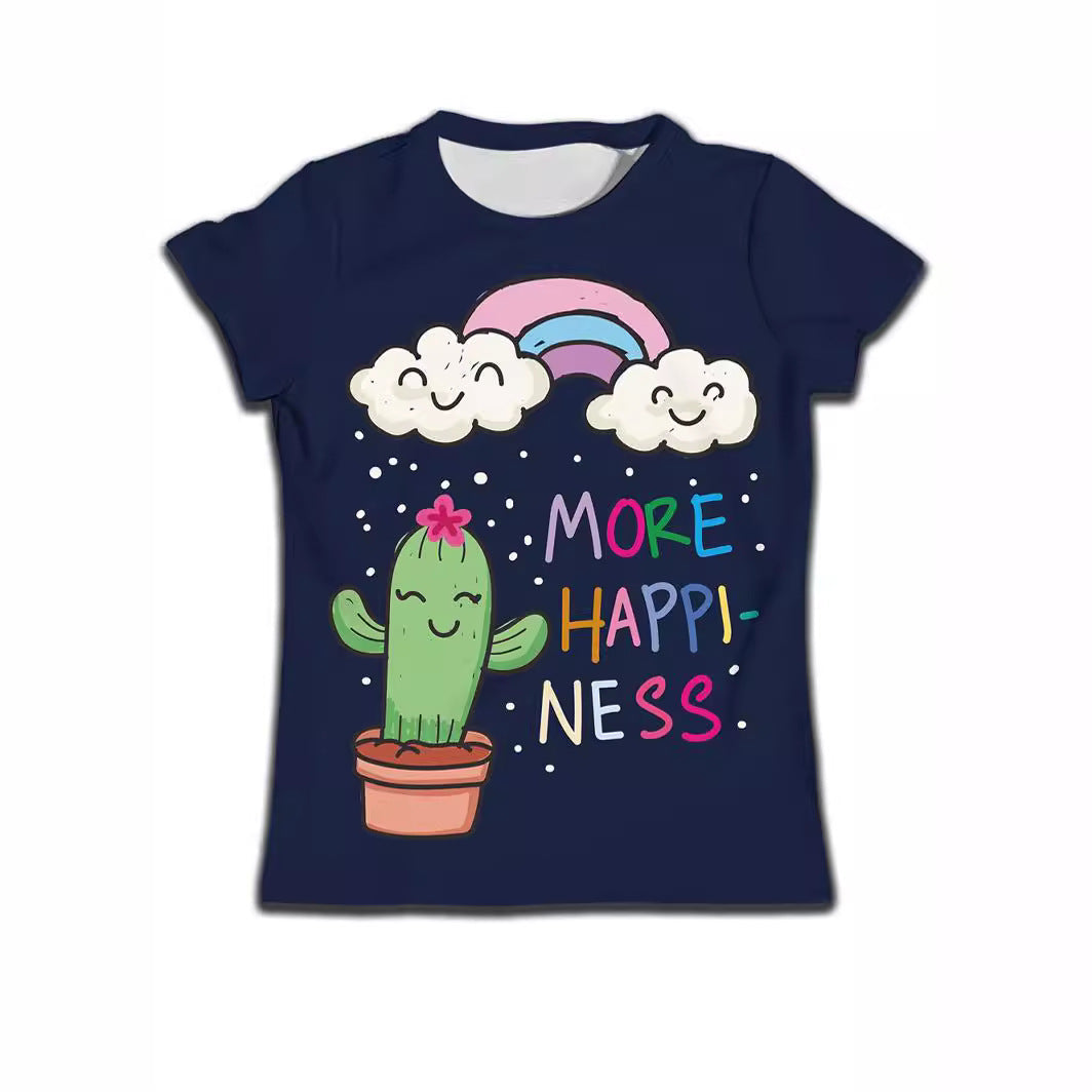 Children Boy T-shirt Clothes Casual Soft T-shirt Cute Cat Cartoon Pattern
