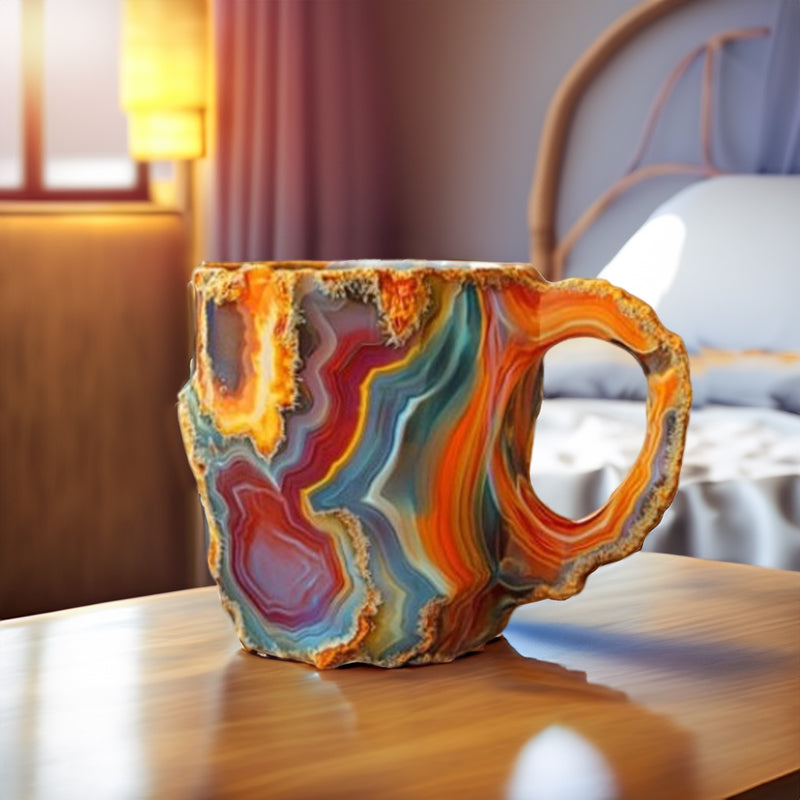 Healing & Spiritual Gifts: New Multi-Color Natural Mineral Crystal Mug. Colorful Crystal Christmas Mug for Coffee, Perfect for Festival.