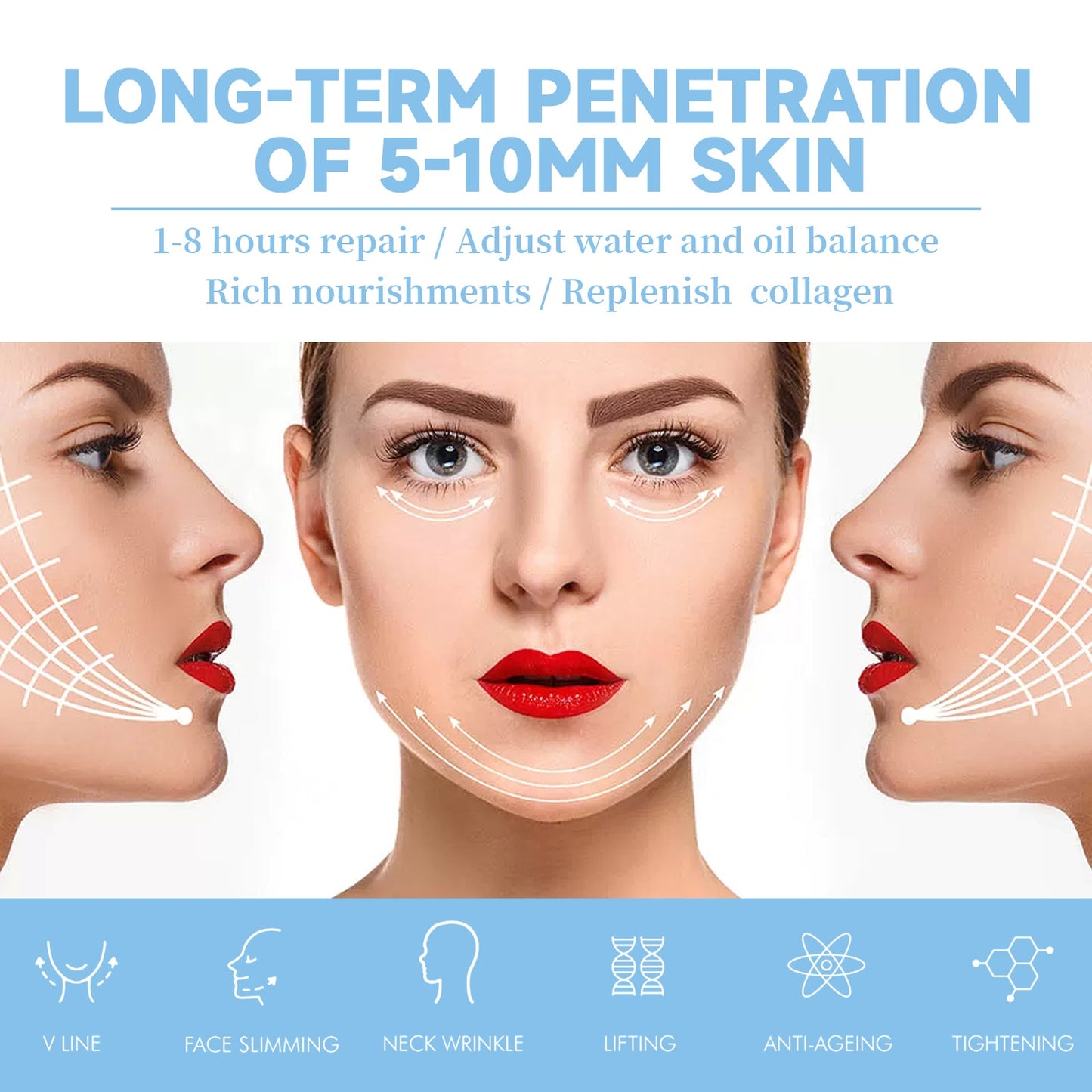 V-Shaped Face Mask, Face Double Chin Firming Small Face Shape Hanging Ear V-Face Lift Mask