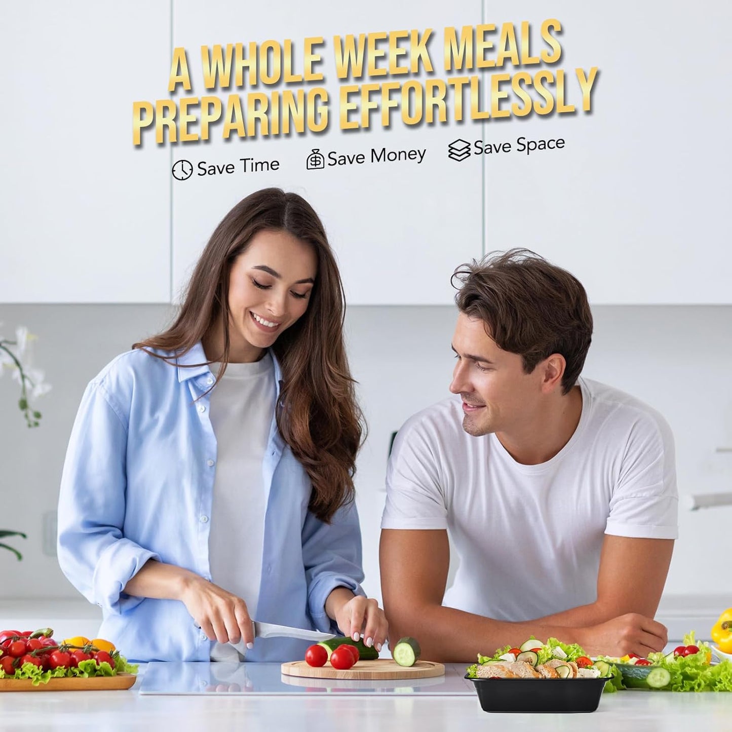 50 Pack 24OZ no Compartment Meal Prep  With Lids Wholesale