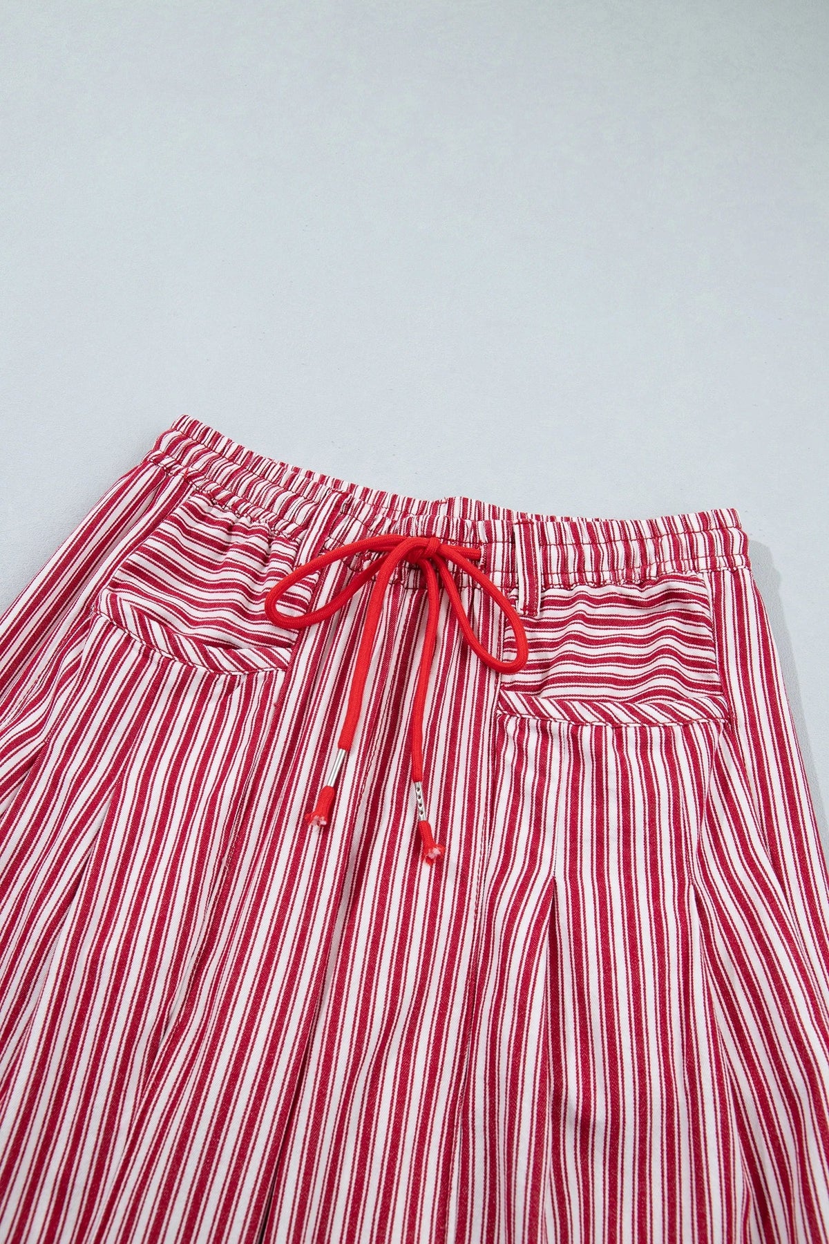 Stripe Drawstring High Waist Loose Pants