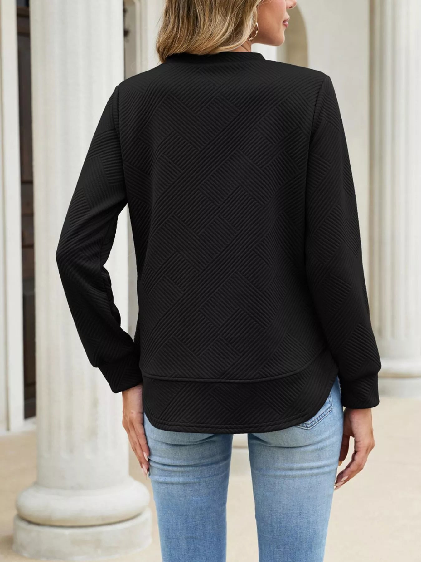 Textured Crew Neck Sweatshirt