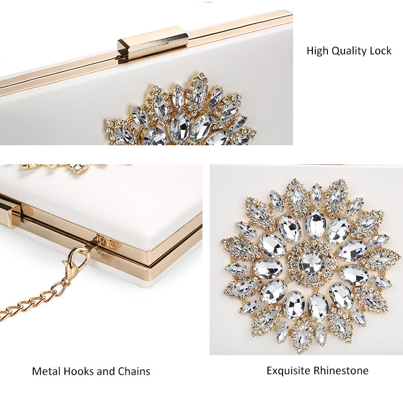 White Women Clutch Bag Wedding Clutch Purse Bridal Evening Crystal Summer Bags For Women 2021 Luxury Small Crossbody Bags